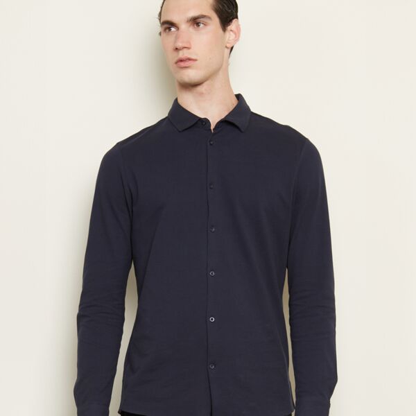 NEOBLU Basile Organic Cotton Long Sleeve Piqué Shirt Thumbnail